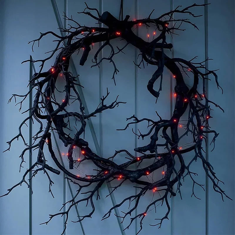 Spooky Black Branch Halloween Wreath