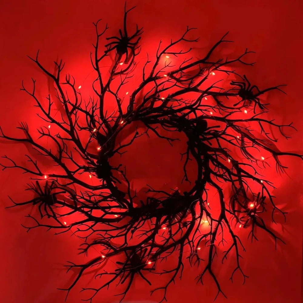 Spooky Black Branch Halloween Wreath